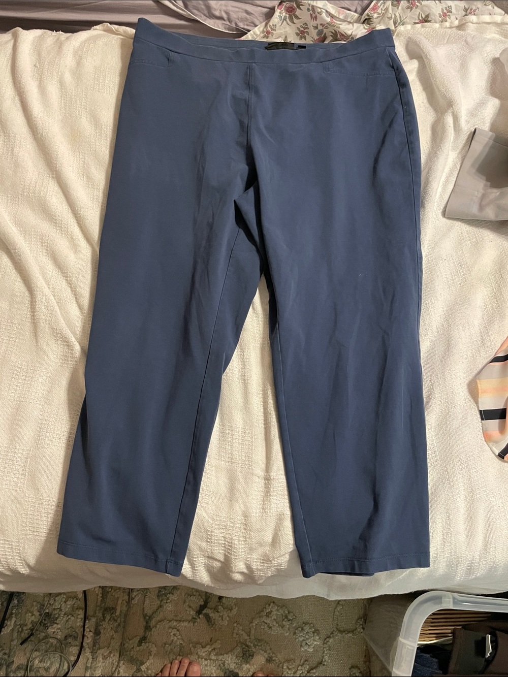 Susan Graver Slate Blue Straight-Leg Stretch Pants